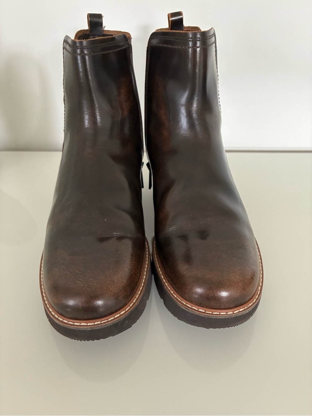 Naturalizer Darry Bootie Brown Leather Ankle Boots Lug Sole Women's 9.5W